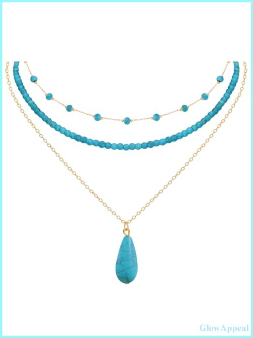 14K Gold Plated Turquoise Beaded Choker Necklace Set Boho Western